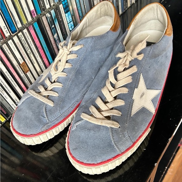 GOLDEN GOOSE
Super-Star Blue Suede Low Top Sneaker - Picture 2 of 6
